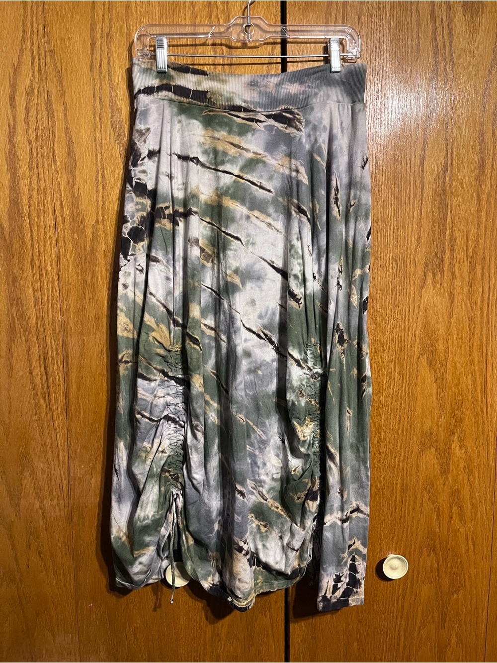 Tie-Dye Maxi Skirt in Green and Gray
